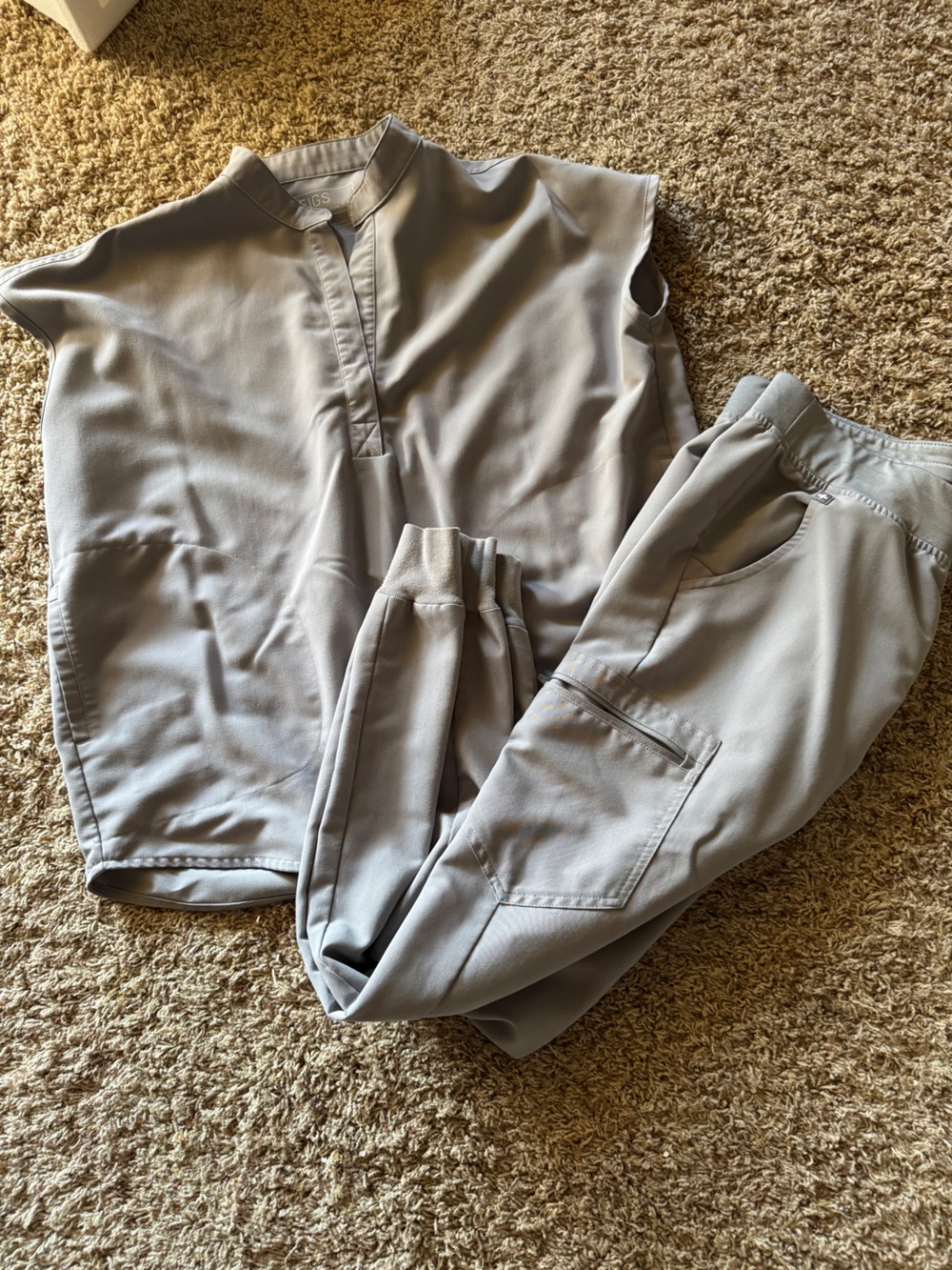 Figs Light Gray Bomber-Style Top and Jogger Set